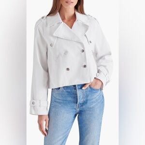 🆕 Steve Madden Sirus White Crop Denim Trench Coat Size XL